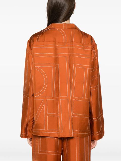 TOTEME monogram-pattern silk shirt - Orange