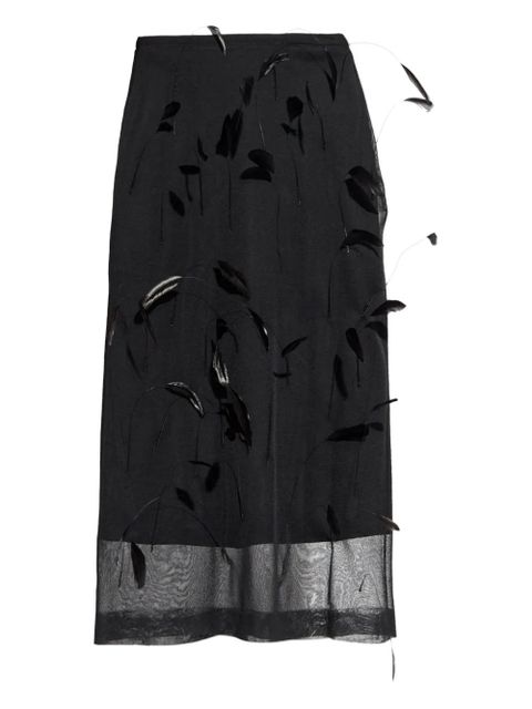 Jil Sander feather-embellished midi skirt - Black - zdjęcie produktu nr 1