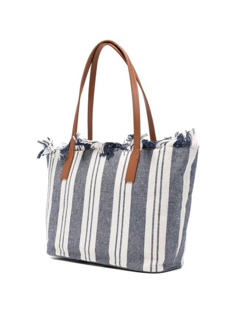 MC2 Saint Barth striped frayed tote bag - Blue