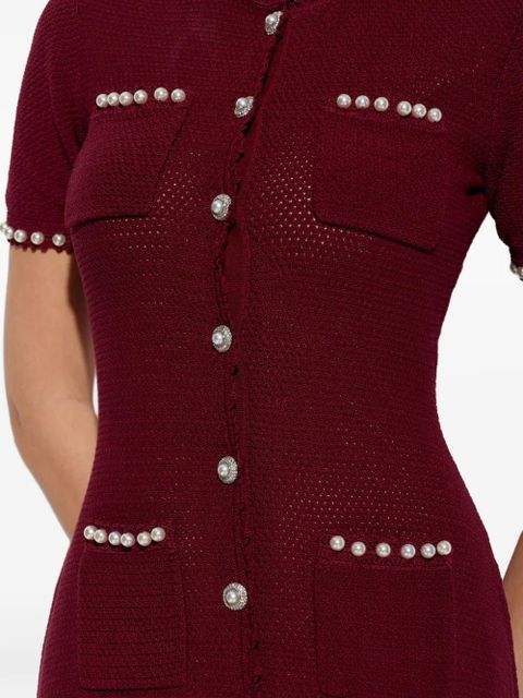 Self-Portrait button embellished midi dress - Red - zdjęcie produktu nr 2