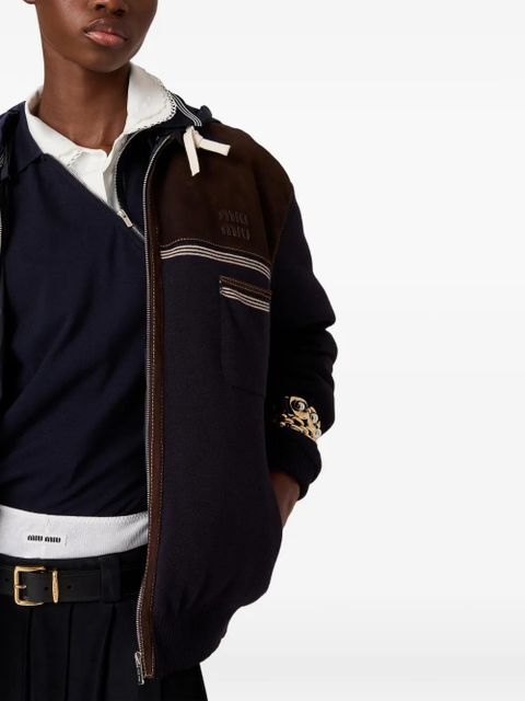 Miu Miu drawstrings hooded jacket - Blue