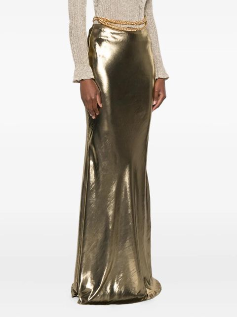 Self-Portrait metallic-effect maxi skirt - Gold - zdjęcie produktu nr 2