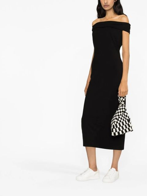 Reformation Jamen off-shoulder knitted midi dress - Black