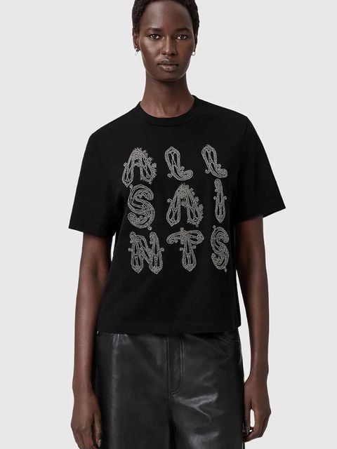 AllSaints t-shirt bawełniany damski kolor czarny W148JD - zdjęcie produktu nr 1