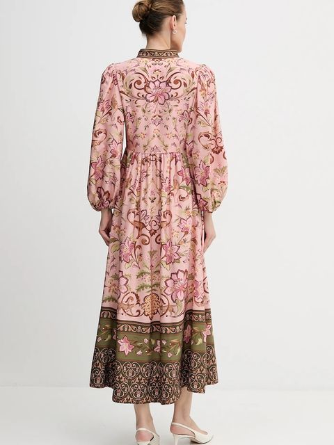 Barbour sukienka x Farm Rio kolor multicolor maxi rozkloszowana LDR0960