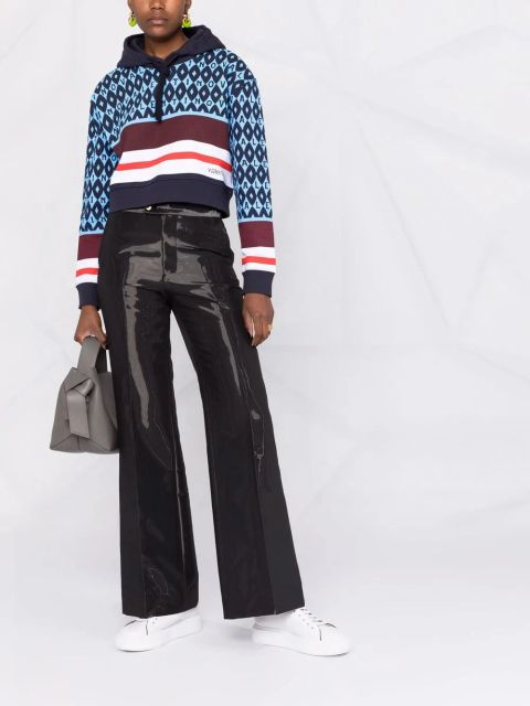 Valentino Garavani logo-print striped hoodie - Blue