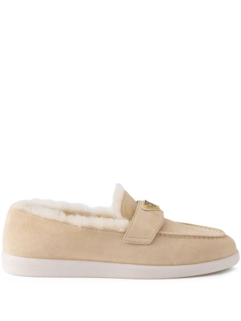 Prada suede shearling loafers - Neutrals - zdjęcie produktu nr 1