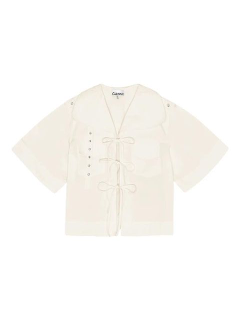 GANNI self-tie blouse - White - zdjęcie produktu nr 1