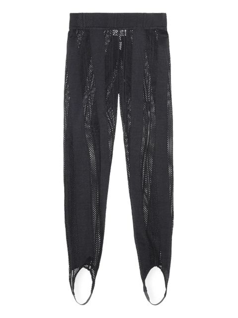 GANNI Mesh-Panelled Stirrup Leggings - Black