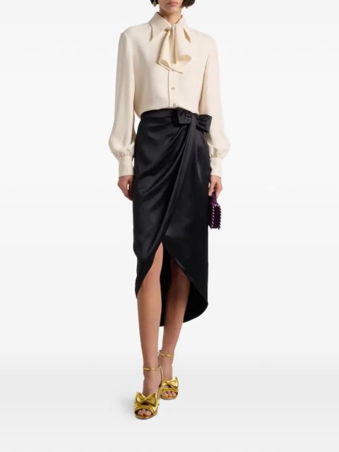 Valentino Garavani bow draped midi skirt - Black
