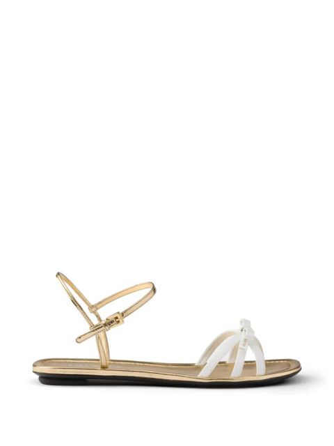 Prada flat patent and metallic leather sandals - Gold - zdjęcie produktu nr 1
