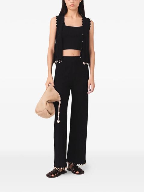 Maje scalloped embellished trousers - Black