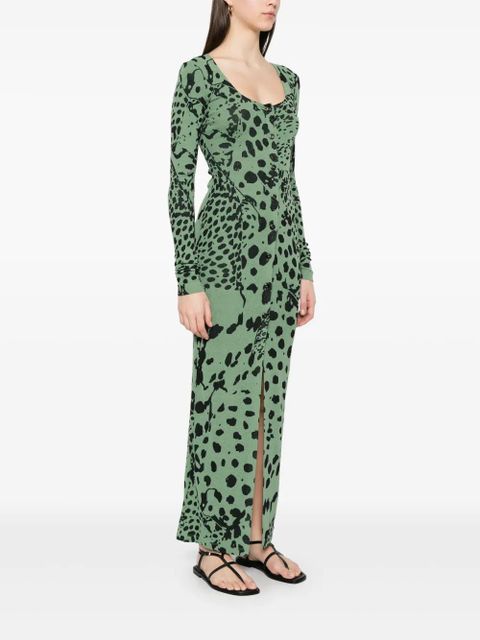 Nanushka leopard-print maxi dress - Green - zdjęcie produktu nr 2