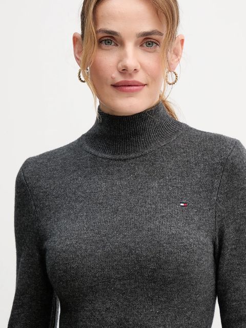 Tommy Hilfiger sukienka wełniana kolor szary midi rozkloszowana WW0WW47303