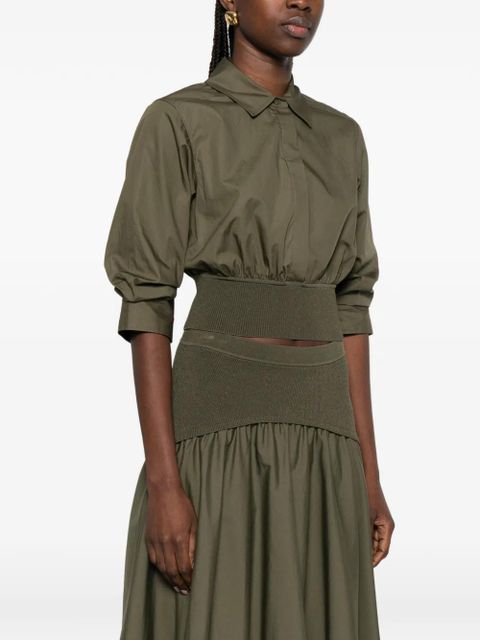 Simkhai gathered-sleeve cropped shirt - Green