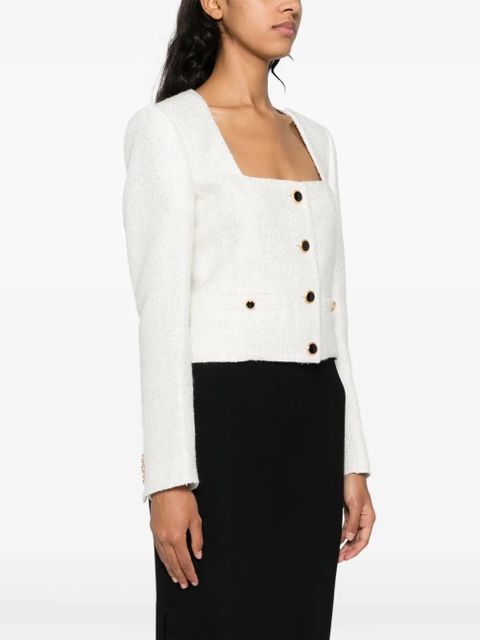 Alessandra Rich sequin-design tweed jacket - White