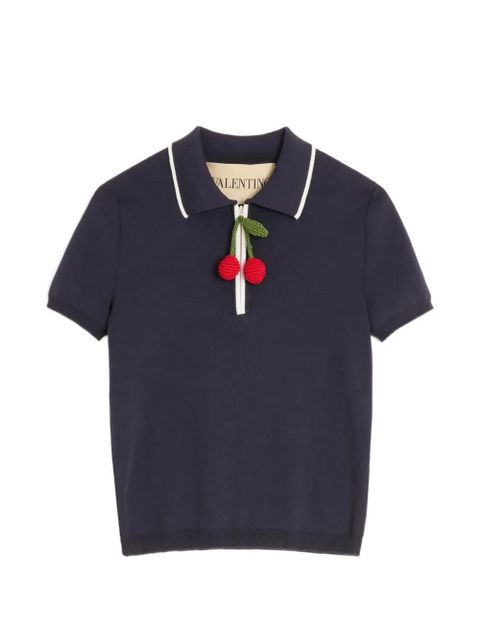 Valentino Garavani cherry-charm polo top - Blue - zdjęcie produktu nr 1