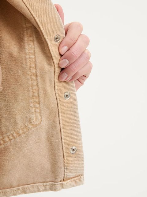 Answear.LAB kurtka jeansowa kolor beżowy przejściowa oversize