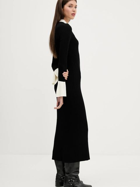 HUGO sukienka kolor czarny maxi dopasowana 50542620