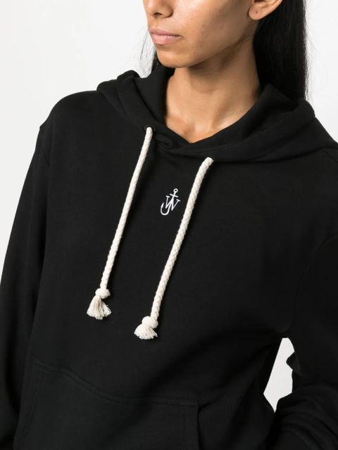 JW Anderson logo-embroidered cotton blend hoodie - Black