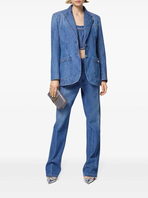 Versace single-breasted denim blazer - Blue