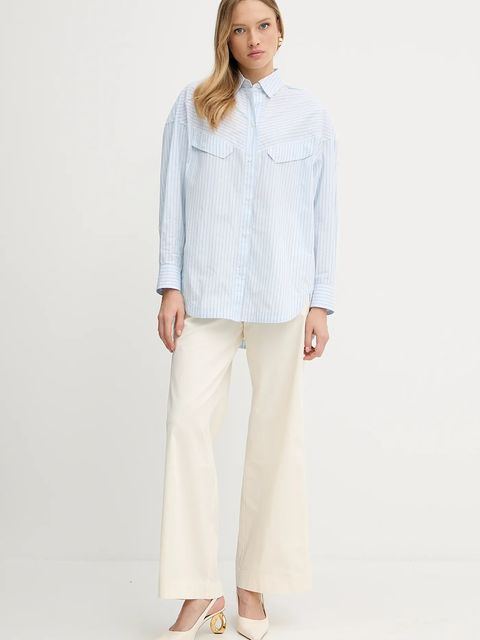 BOSS Orange spodnie damskie kolor beżowy proste high waist 50541934 - zdjęcie produktu nr 2