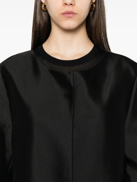 TOTEME collarless silk coat - Black