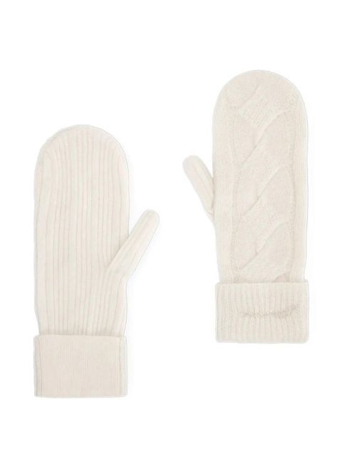 GANNI cable-knit mittens - White - zdjęcie produktu nr 1