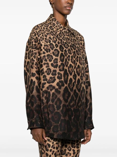 Valentino Garavani leopard-print shirt jacket - Brown