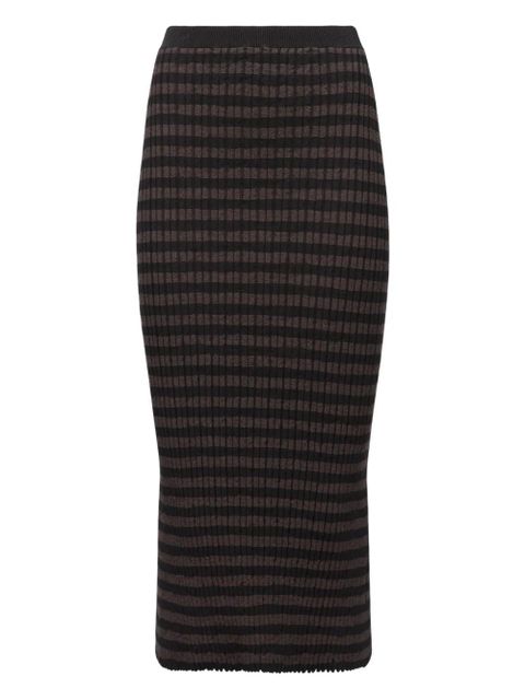 MM6 Maison Margiela ribbed striped midi skirt - Brown - zdjęcie produktu nr 1