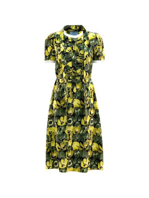 Prada floral-print midi dress - Yellow - zdjęcie produktu nr 1