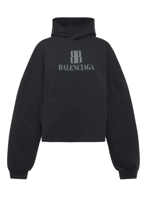 Balenciaga logo-plaque cotton hoodie - Black - zdjęcie produktu nr 1
