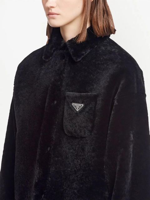 Prada triangle-logo reversible coat - Black