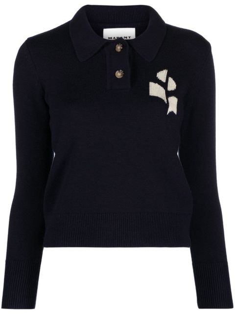MARANT ÉTOILE Nola intarsia-logo polo top - Blue