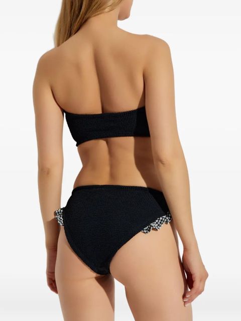Hunza G Jean gingham-ruffle crinkle bikini - Black