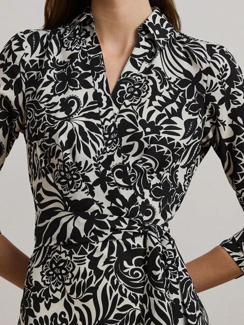 Lauren Ralph Lauren sukienka kolor czarny midi rozkloszowana 250963466