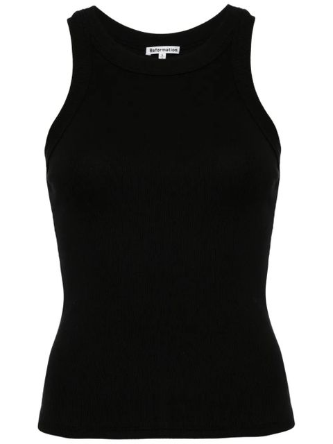 Reformation Tasha ribbed tank top - Black - zdjęcie produktu nr 1