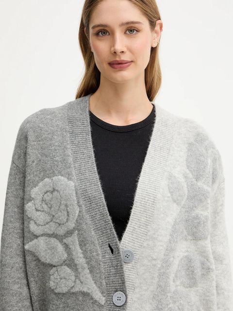 Blugirl Blumarine kardigan z domieszką wełny damski kolor szary ciepły RF5156.MA870