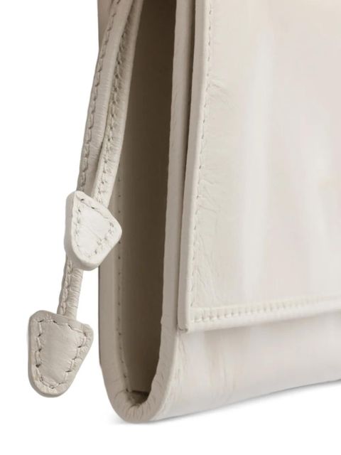 Prada leather wallet with shoulder strap - Neutrals