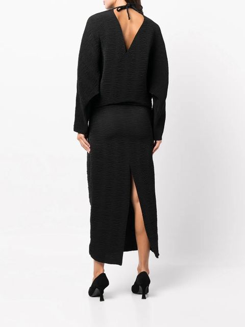 Róhe Emerson V-back plissé-effect midi dress - Black