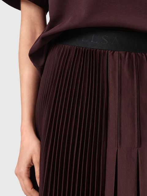 AllSaints spódnica JAX kolor bordowy midi rozkloszowana W065RD