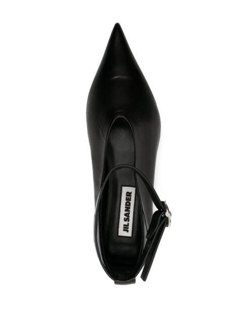 Jil Sander pointed-toe leather ballerina shoes - Black