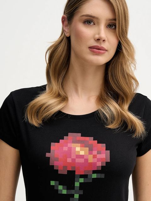 Sisley t-shirt bawełniany damski kolor czarny 3I1XL107Z