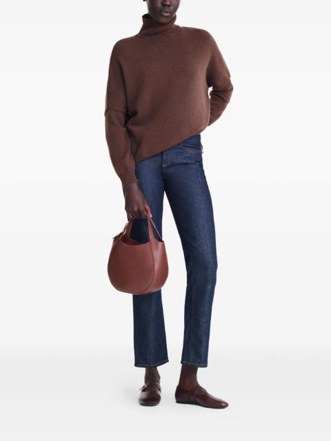 Longchamp small Le Foulonné grained-leather tote bag - Brown - zdjęcie produktu nr 2