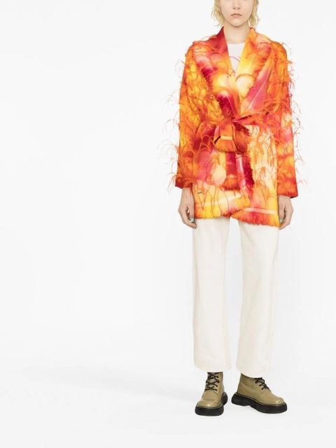 Alanui Sunset feather-trim cardigan - Yellow