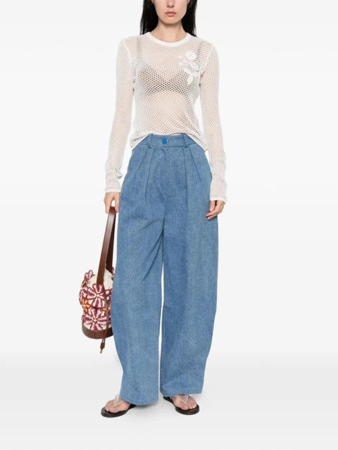 GANNI mesh pointelle long-sleeve T-shirt - White - zdjęcie produktu nr 2