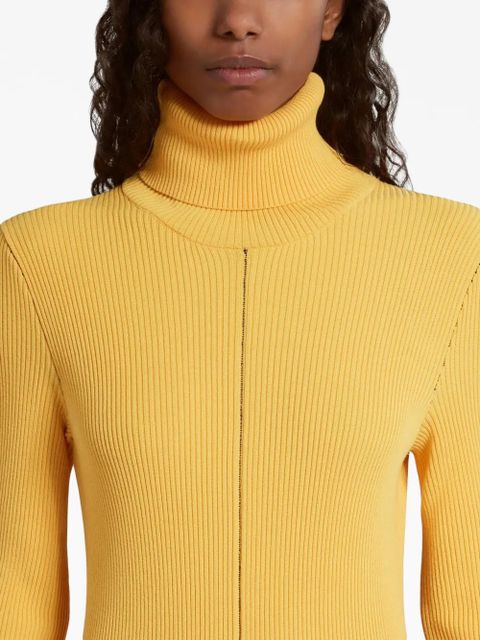 Marni roll-neck ribbed midi dress - Yellow