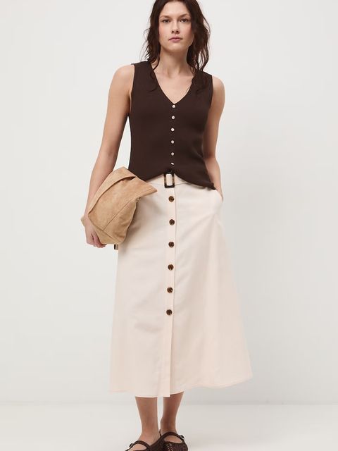 Medicine spódnica trapezowa z dodatkiem lnu - zdjęcie produktu nr 1