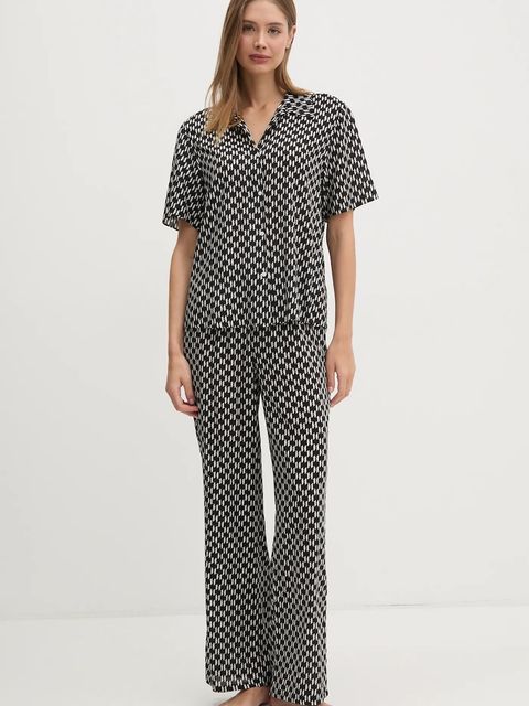 Karl Lagerfeld koszula damska kolor czarny regular z kołnierzykiem klasycznym A1W46044