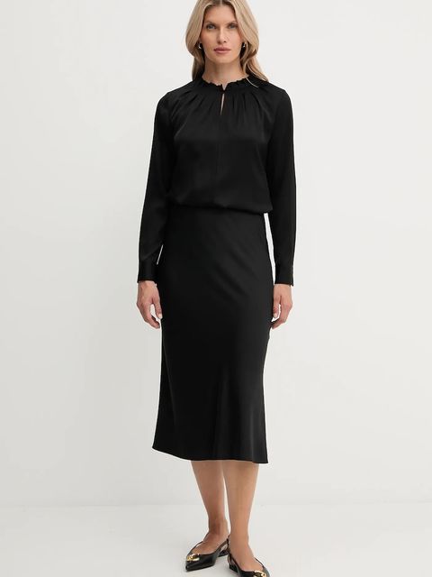 BOSS bluzka jedwabna damska kolor czarny gładka 50548224 - zdjęcie produktu nr 2